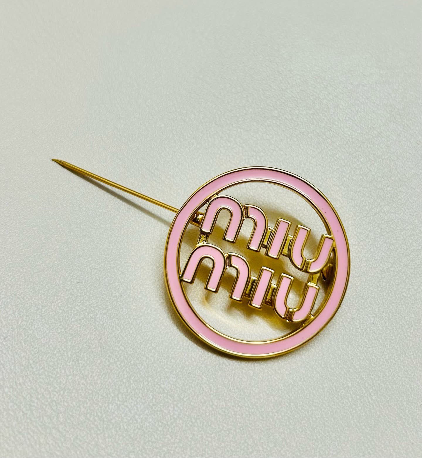 Miu Miu Brooch - Gold and Pink Circle Design